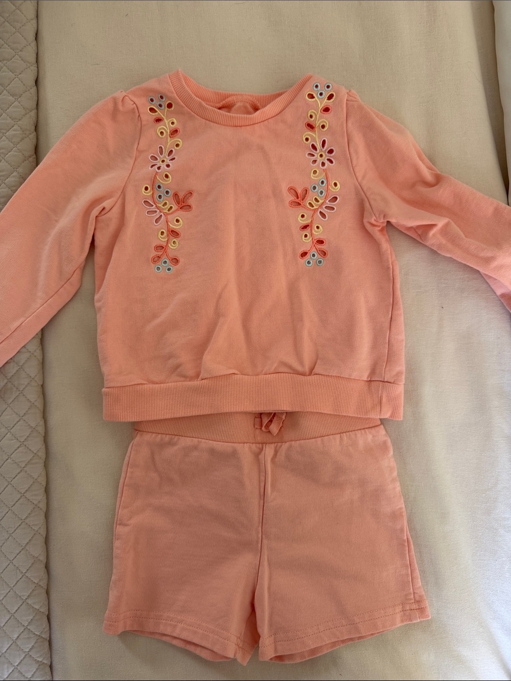 Little Me Peach Pink Toddler Sweater Short Set 3T
